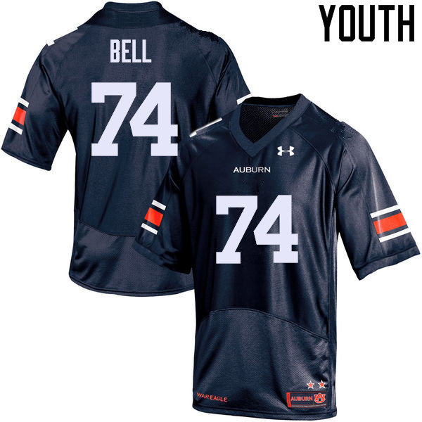 Auburn Tigers Youth Wilson Bell #74 Navy Under Armour Stitched College NCAA Authentic Football Jersey TBN1174DK